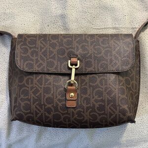 Calvin Klein Dark Brown Logo Shoulder Bag